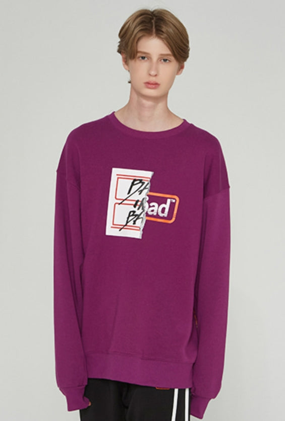 ベドインベド(BADINBAD) HALF LOGO SWEATSHIRT_PURPLE