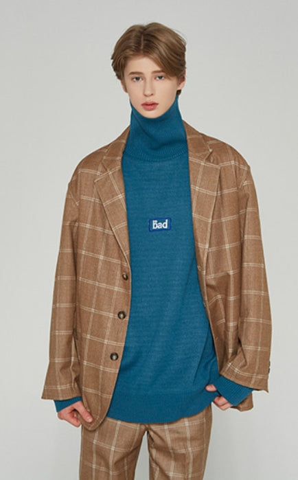 ベドインベド(BADINBAD) 3 BUTTON CHECK JACKET_BROWN