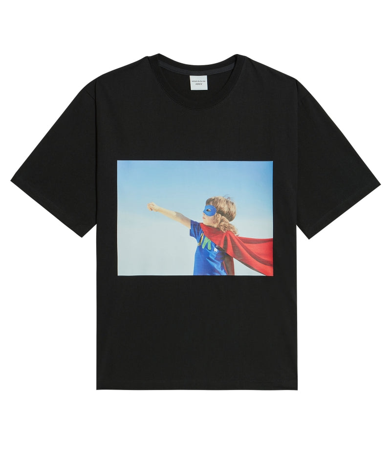 アクメドラビ(acme' de la vie) ADLV BABY FACE SHORT SLEEVE T-SHIRT BLACK SUPERMAN