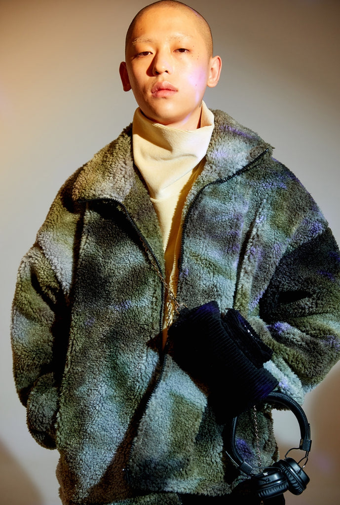 モアザンドープ (MORE THAN DOPE) Dyed fluffy jacket (khaki