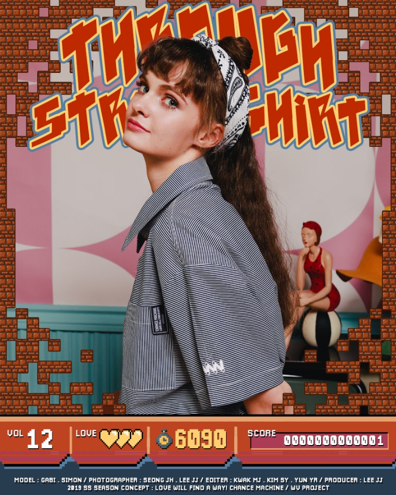 ダブルユーブイプロジェクト(WV PROJECT) THROUGH STRIPE SHIRT NAVY SYSS7273