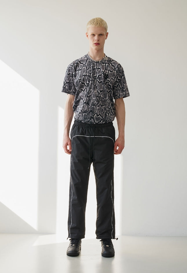 オーワイ(OY) PIPING BLOCK TRACK PANTS-BLACK