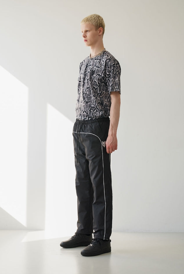 オーワイ(OY) PIPING BLOCK TRACK PANTS-BLACK