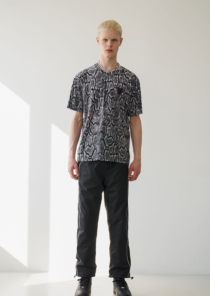 オーワイ(OY) VELOUR SNAKE LOGO T-SHIRTS -BLACK