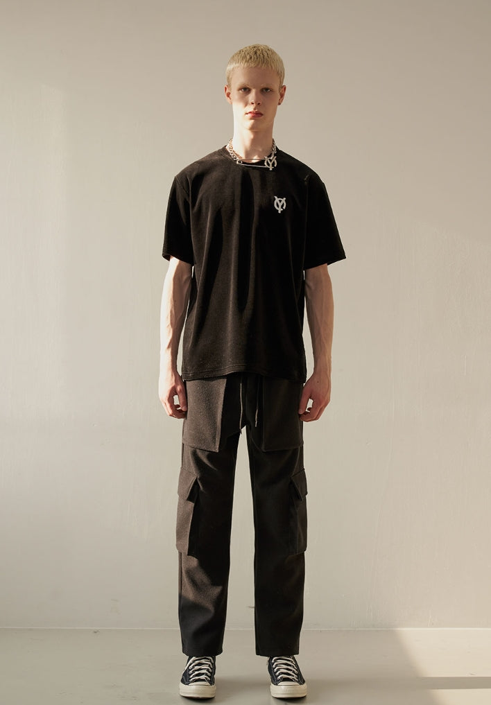 オーワイ(OY) VELOUR LOGO T-SHIRTS -BLACK