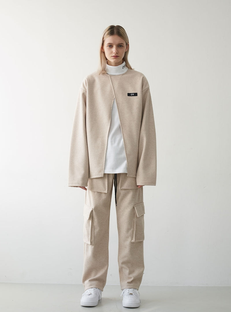 オーワイ(OY) CUTTING CAPE T-SHIRTS -BEIGE