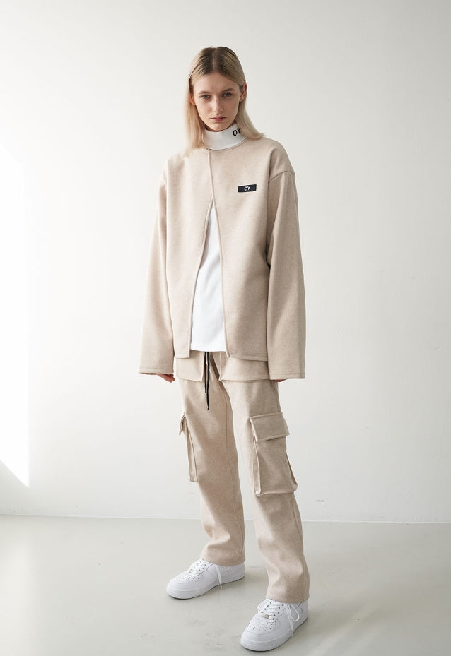 オーワイ(OY) CUTTING CAPE T-SHIRTS -BEIGE