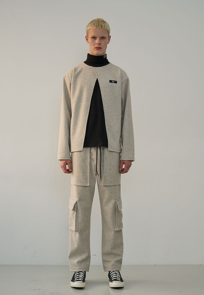 オーワイ(OY) CUTTING CAPE T-SHIRTS -GREY