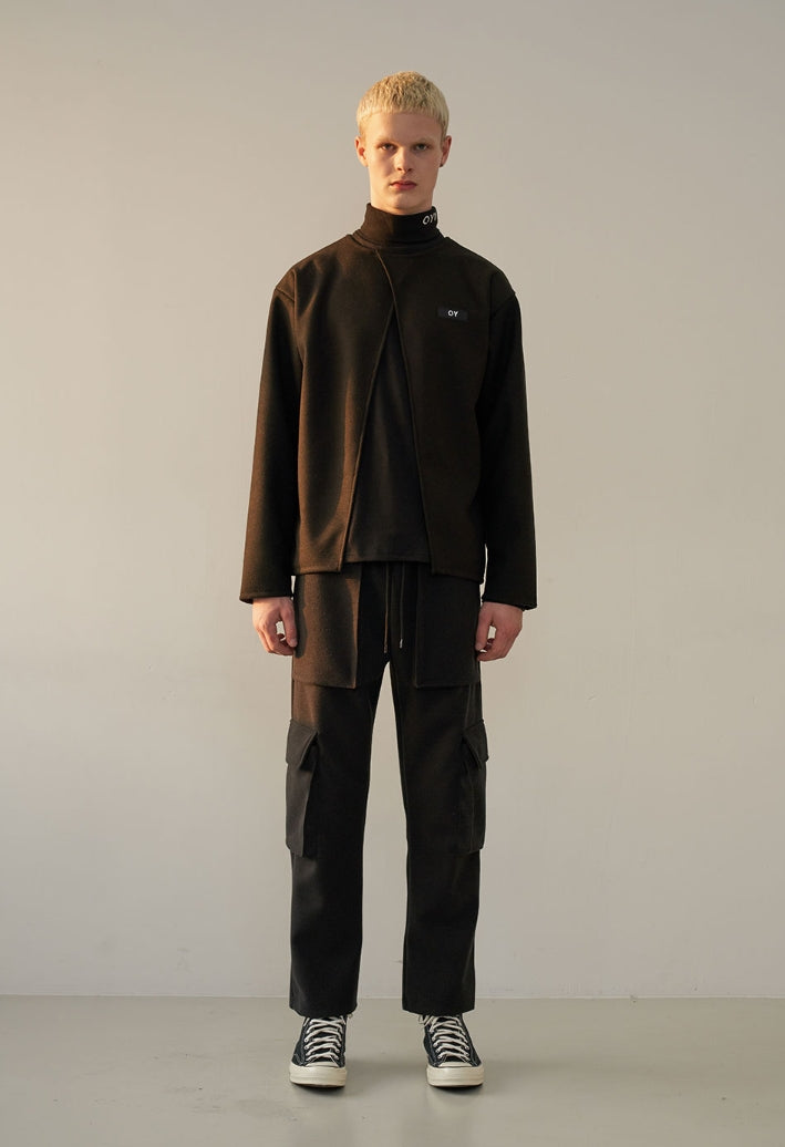 オーワイ(OY) CUTTING CAPE T-SHIRTS -BLACK