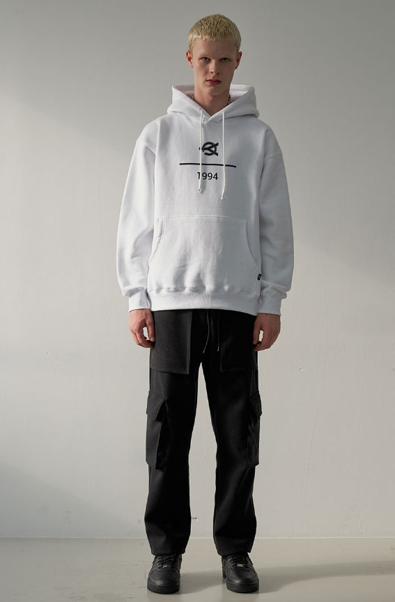 オーワイ(OY)  LOGO NUMBER HOODIE-WHITE