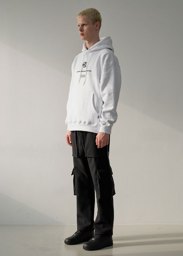 オーワイ(OY)  LOGO NUMBER HOODIE-WHITE