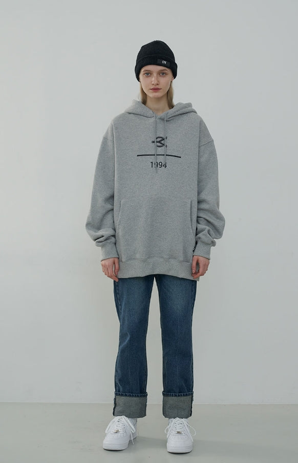オーワイ(OY) LOGO NUMBER HOODIE-GREY