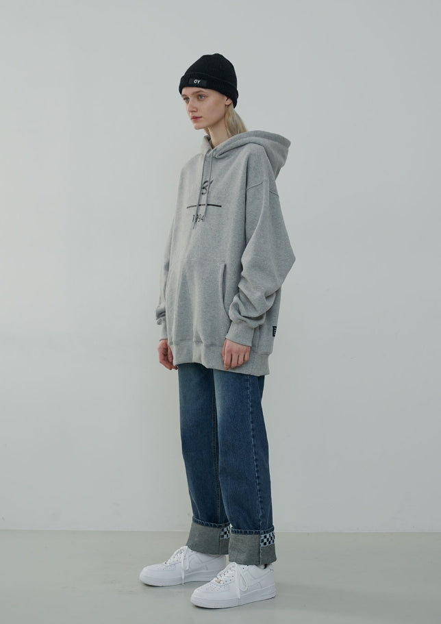 オーワイ(OY) LOGO NUMBER HOODIE-GREY