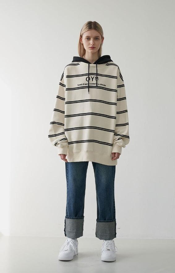 オーワイ(OY)   LOGO STRIPE HOODIE-IVORY