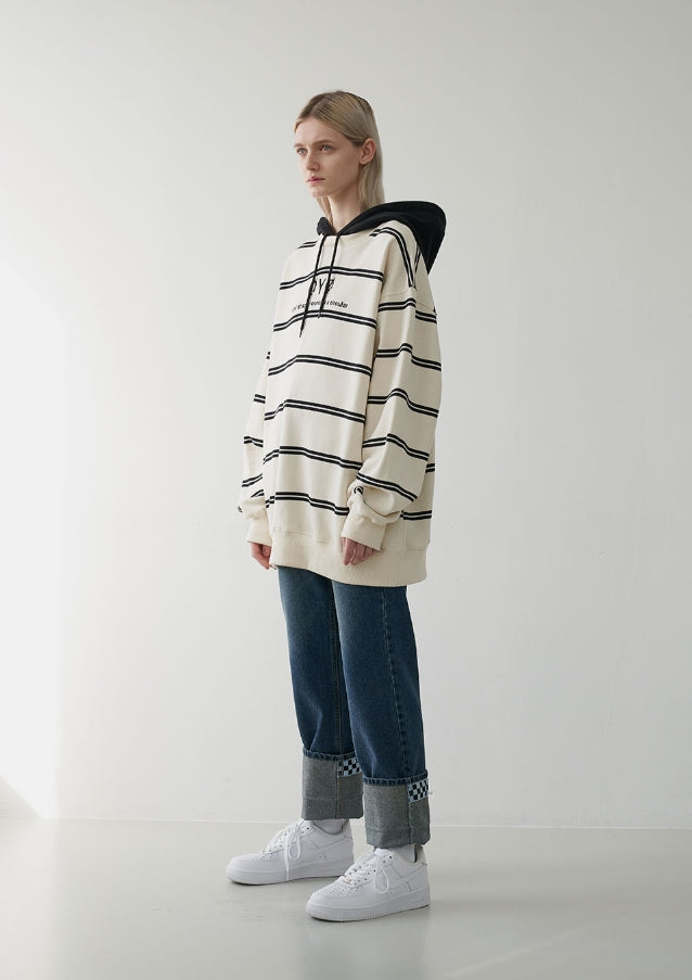 オーワイ(OY)   LOGO STRIPE HOODIE-IVORY