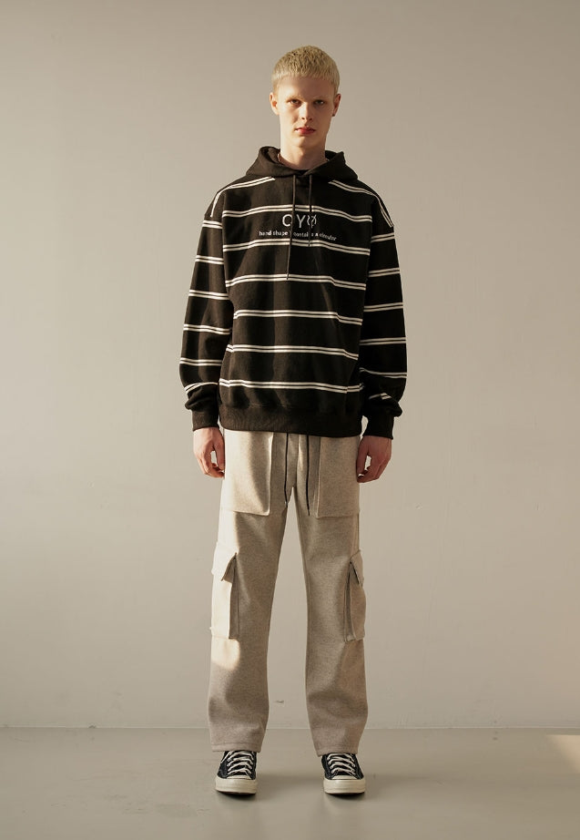 オーワイ(OY)   LOGO STRIPE HOODIE-BLACK