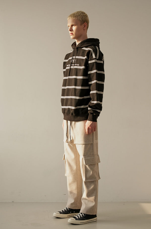 オーワイ(OY)   LOGO STRIPE HOODIE-BLACK