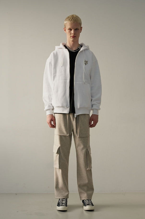 オーワイ(OY) LOGO FULL HOODIE ZIP-WHITE