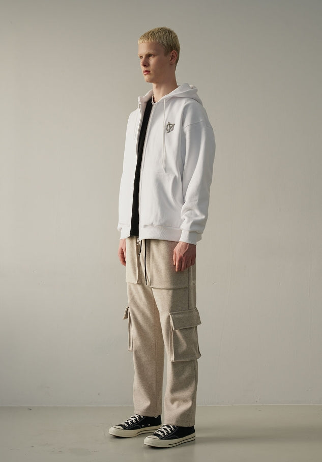 オーワイ(OY) LOGO FULL HOODIE ZIP-WHITE