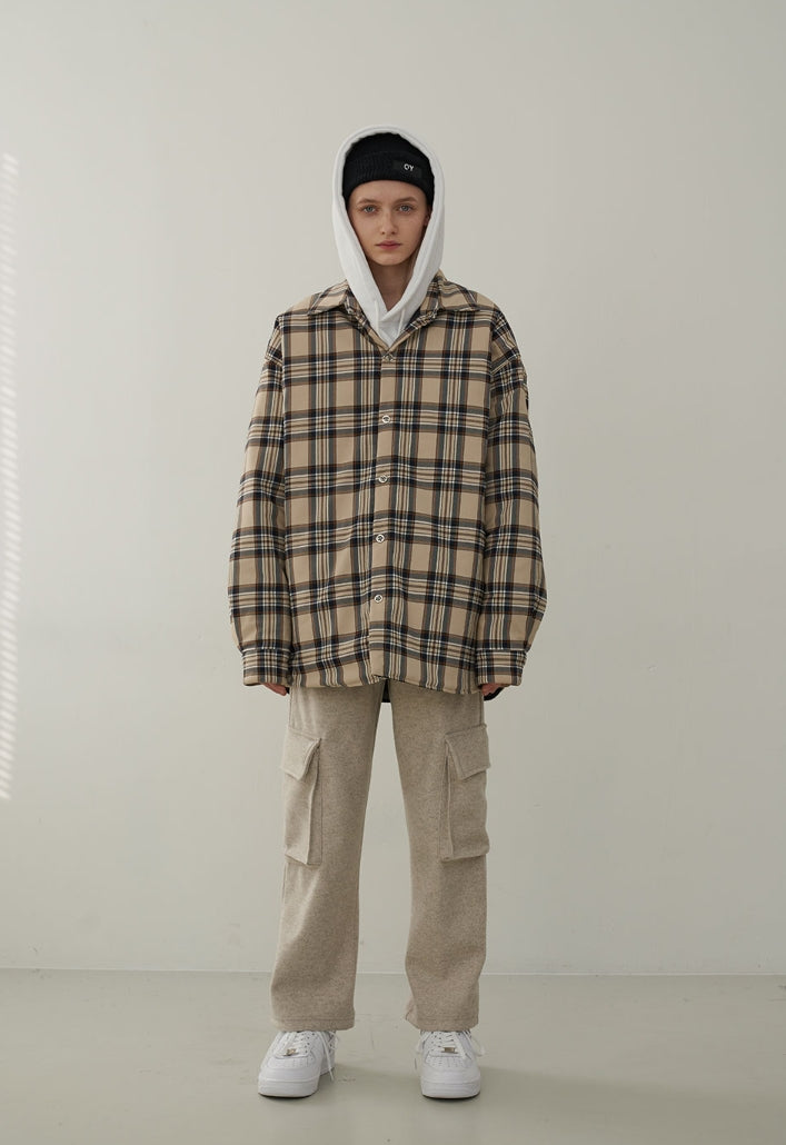 オーワイ(OY) PADDING SHIRTS-CHECK BEIGE