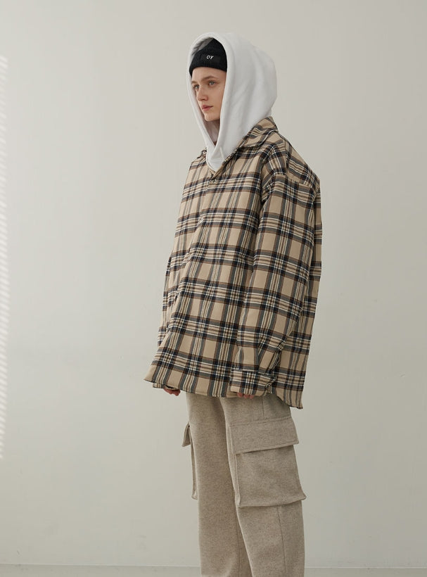 オーワイ(OY) PADDING SHIRTS-CHECK BEIGE