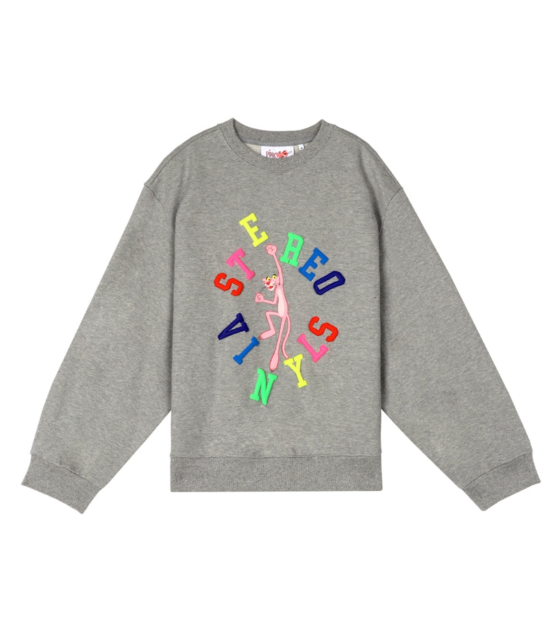 ステレオバイナルズ(Stereo Vinyls)  [FW19 Pink Panther] Jumping PP Fleece Sweatshirts(Melange Grey)