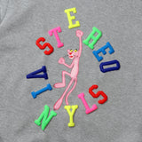 ステレオバイナルズ(Stereo Vinyls)  [FW19 Pink Panther] Jumping PP Fleece Sweatshirts(Melange Grey)