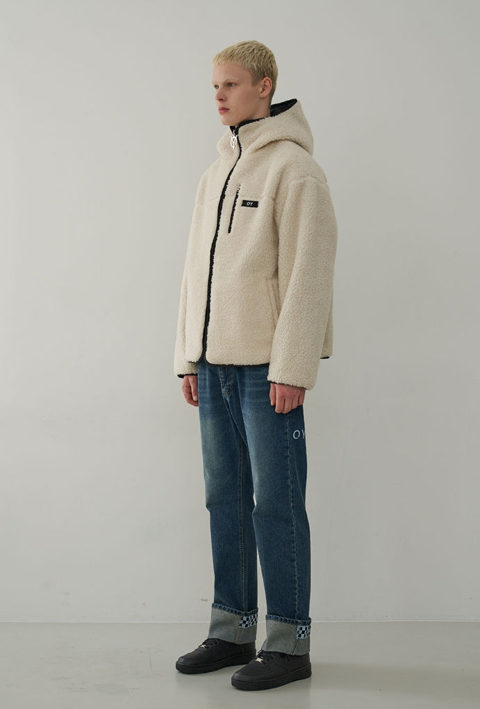 オーワイ(OY)FLEECE HOODIE JACKET-WHITE