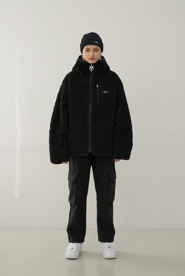 オーワイ(OY)FLEECE HOODIE JACKET-BLACK