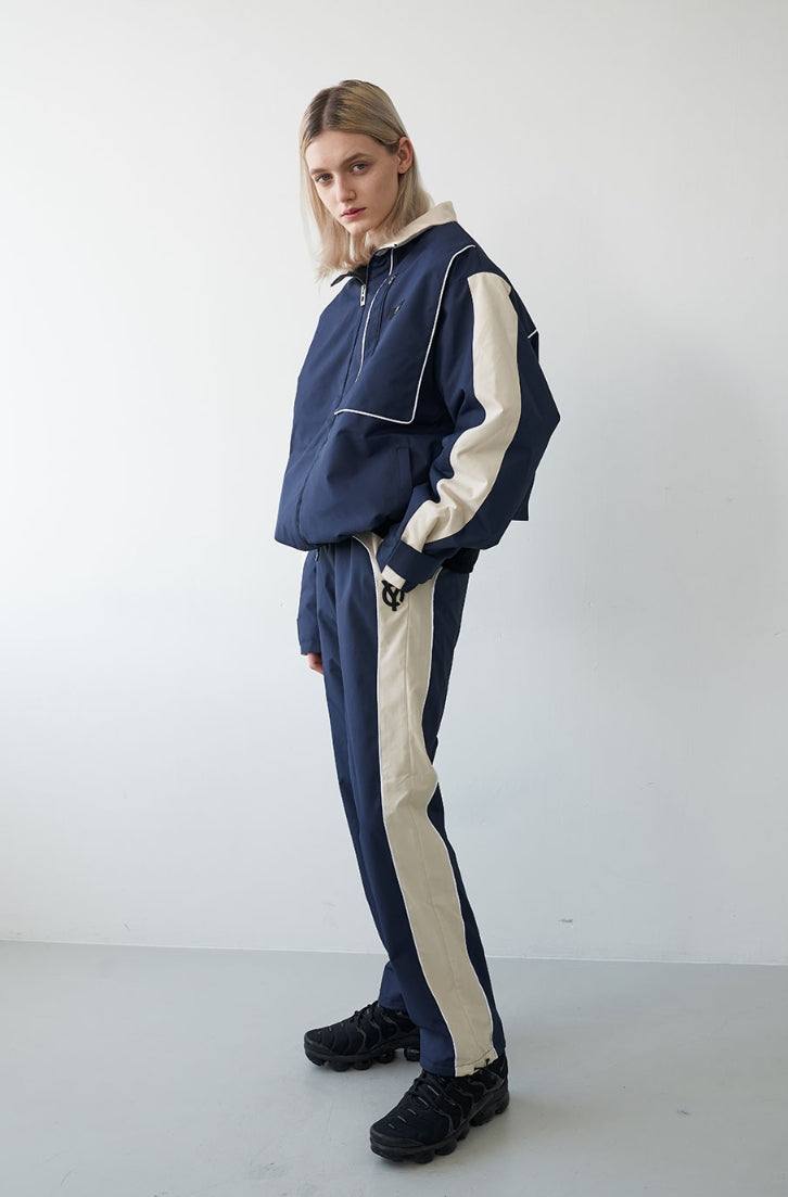 オーワイ(OY) PIPING BLOCK TRACK JACKET-NAVY