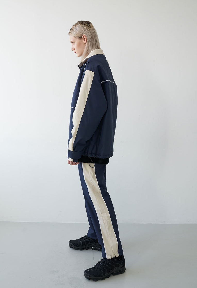 オーワイ(OY) PIPING BLOCK TRACK JACKET-NAVY