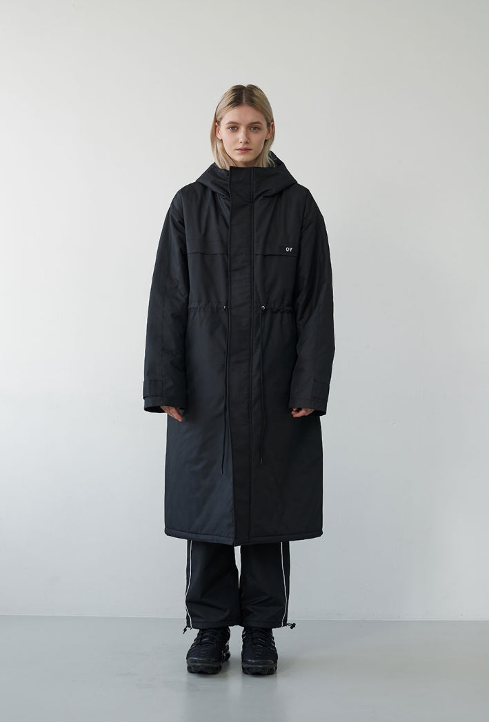 オーワイ(OY) LOGO BLOCK LONG PARKA-BLACK