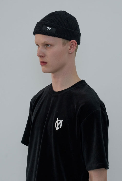 オーワイ(OY)  LOGO SHORT BEANIE-BLACK