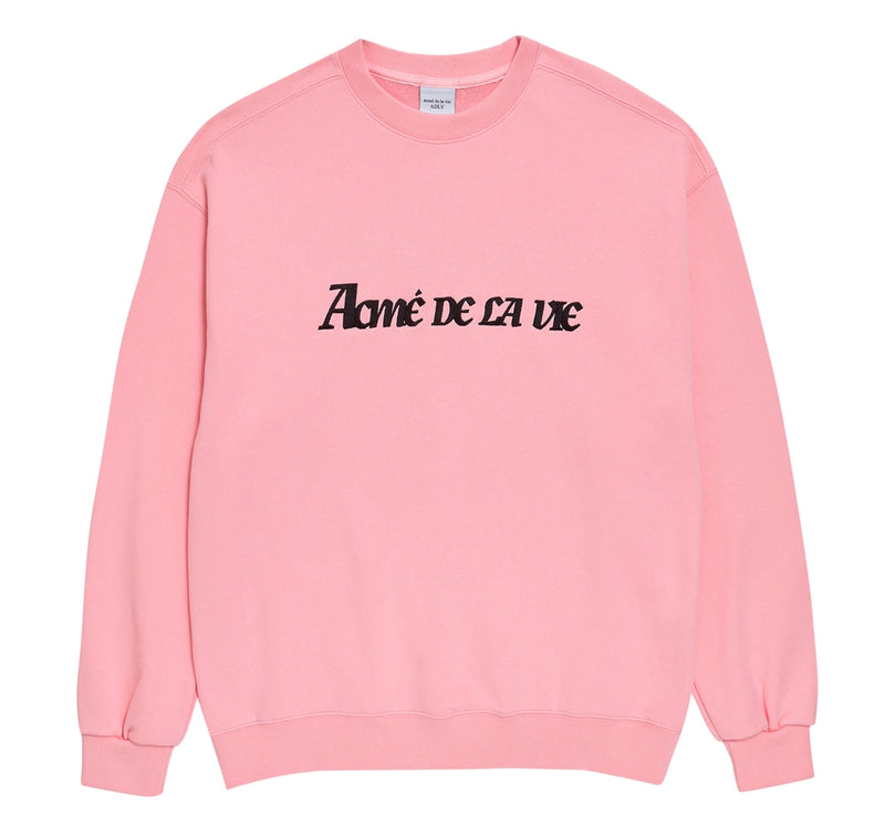 アクメドラビ(acme' de la vie)  ADLV HEAVY COTTON EMBROIDERY LOGO SWEATSHIRT PINK