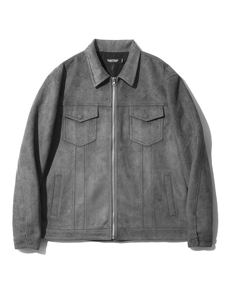 セイントペイン(SAINTPAIN)   SP SUEDE ZIP TRUCKER JACKET-CHARCOAL