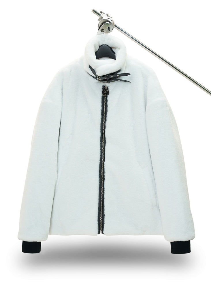 オーワイ(OY) LOGO FUR JACKET - WHITE