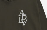 アクメドラビ(acme' de la vie) ADLV GLOW IN THE DARK EMBRO LOGO HOODIE DARK KHAKI