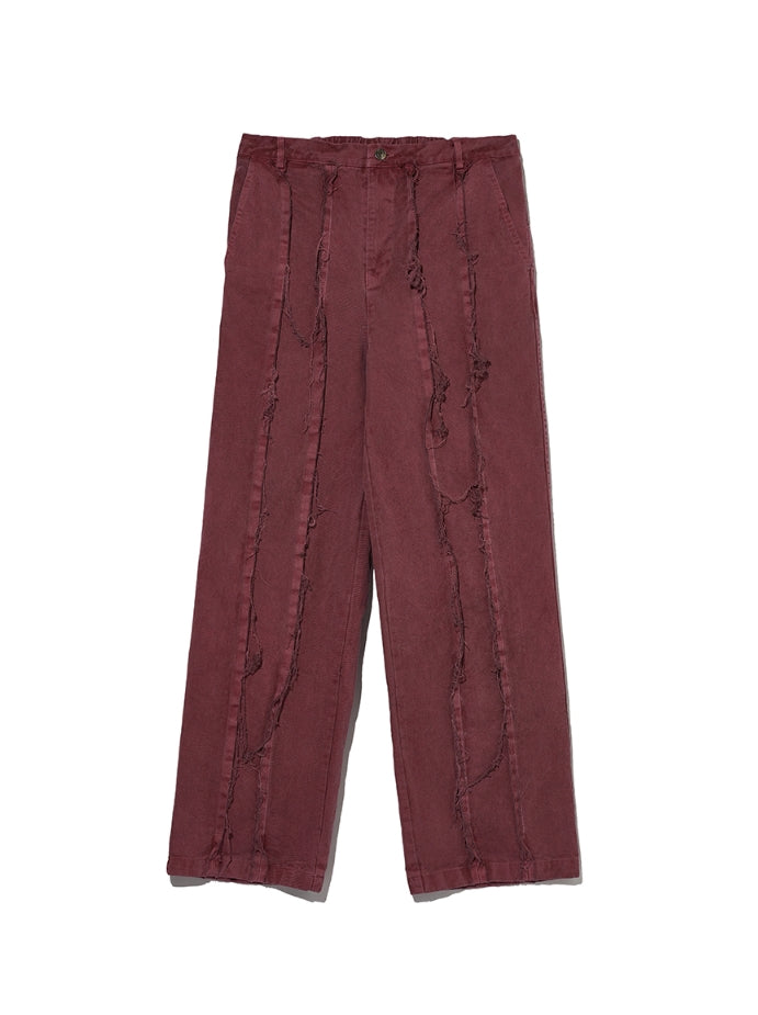 オベルー(OVERR) NONE.1 SEAM DETAIL PIGMENT WINE PANTS