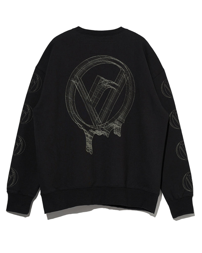 オベルー(OVERR) NONE.1 OVR BIG LOGO PRINTING CHARCOAL SWEATSHIRTS