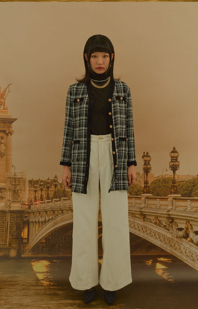 オクトーバーサード(Oct.3) ] Gold Stitch Wide Pants [White]