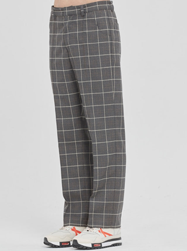 ロマンティッククラウン(ROMANTIC CROWN) FRIDAY CHECK DRESS PANTS_GREY