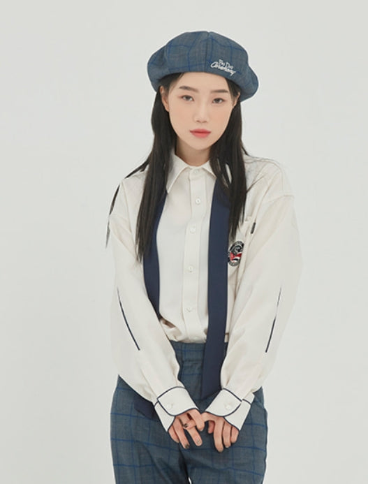 ロマンティッククラウン(ROMANTIC CROWN)PIPING TIE SHIRT_OATMEAL