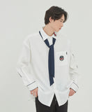 ロマンティッククラウン(ROMANTIC CROWN)HENRY NECK BACK LINE SHIRT_WHITE