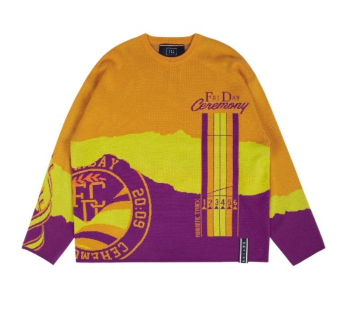 ロマンティッククラウン(ROMANTIC CROWN) RUNNING TRACK JACQUARD KNIT_YELLOW