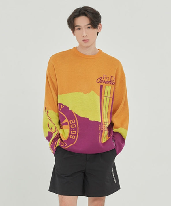 ロマンティッククラウン(ROMANTIC CROWN) RUNNING TRACK JACQUARD KNIT_YELLOW