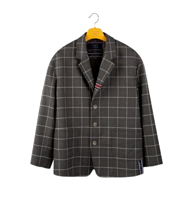 ロマンティッククラウン(ROMANTIC CROWN) FRIDAY THREE BUTTON CHECK JACKET_GREY