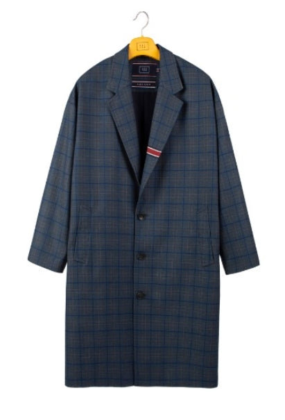 ロマンティッククラウン(ROMANTIC CROWN) FRIDAY THREE BUTTON CHECK COAT_BLUE