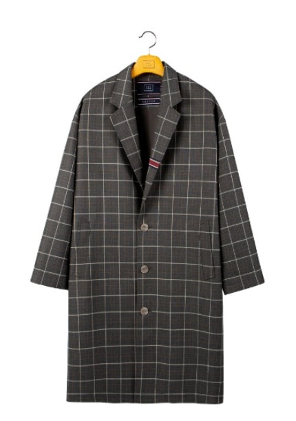 ロマンティッククラウン(ROMANTIC CROWN) FRIDAY THREE BUTTON CHECK COAT_GREY