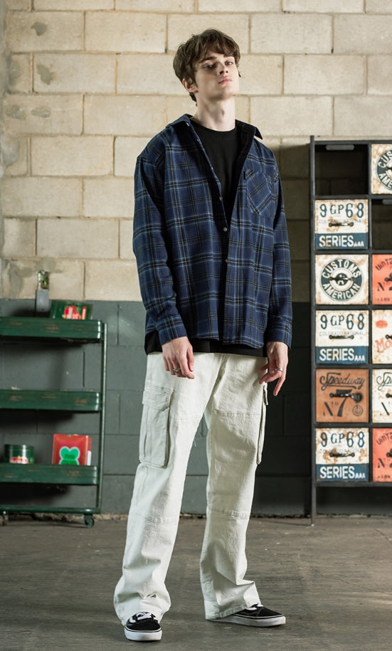 シディスコンマ(SHETHISCOMMA) BASIC LINE SHIRTS (BLUE)