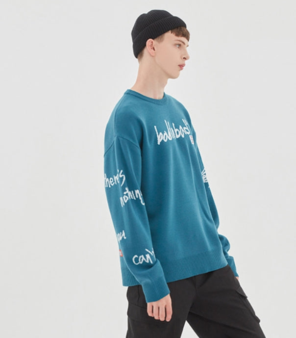 ベドインベド(BADINBAD)  SCRIBE LOGO KNIT_BLUE GREEN